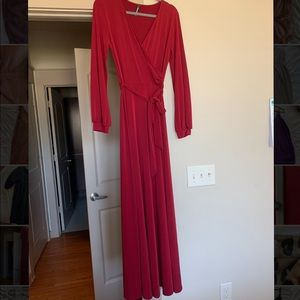 Red/maroon long sleeve maxi dress, size L